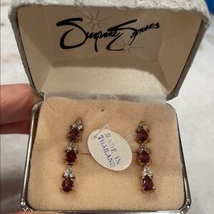 Suzanne Somers Gold and Ruby Earrings